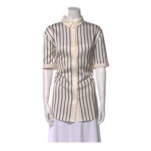 SER.O.YA Striped Short Sleeve Button-Up Top